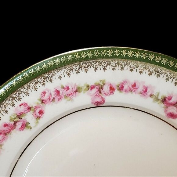 Antique Tea Cup Saucer Floral Gilded Hand Painted Porcelain Victorian MZ Austria - Picture 5 of 12